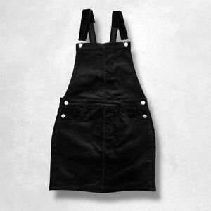 Eden in Love Black Corduroy Mini Dress Overalls